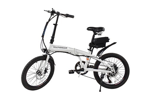 white electric folding bike