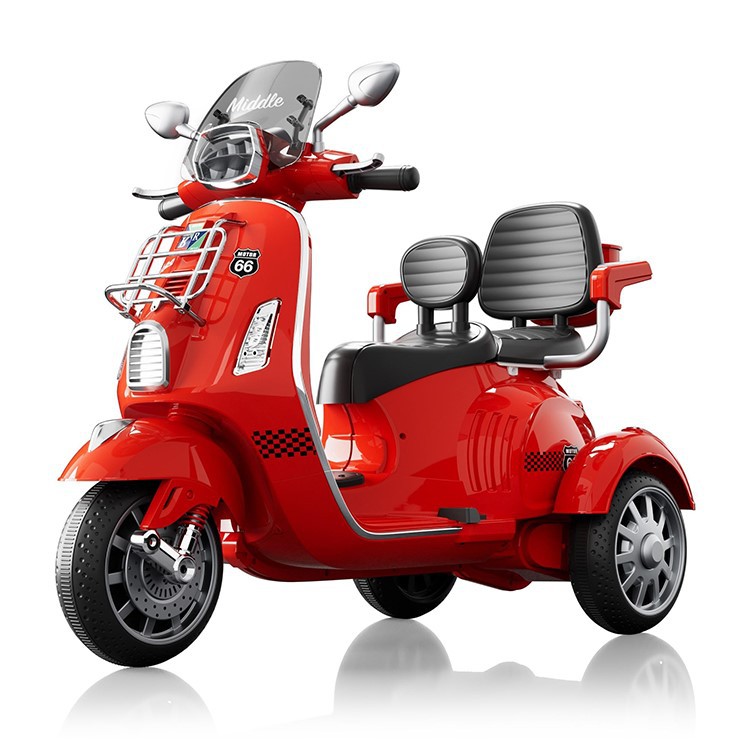 double seat red children motor bike